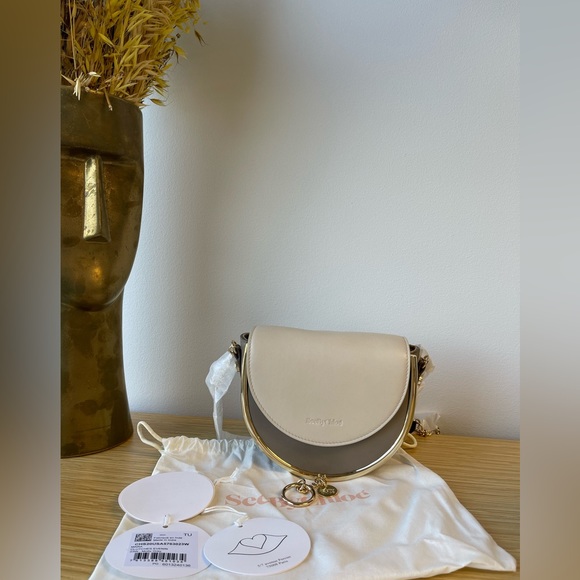 See By Chloe Mara Evening Motty grey Smooth Leather Saddle Bag - Picture 4 of 8